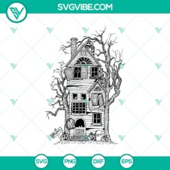 Spooky Halloween Haunted House SVG ideal for Halloween-themed crafting projects, featuring a scary, haunted house design.