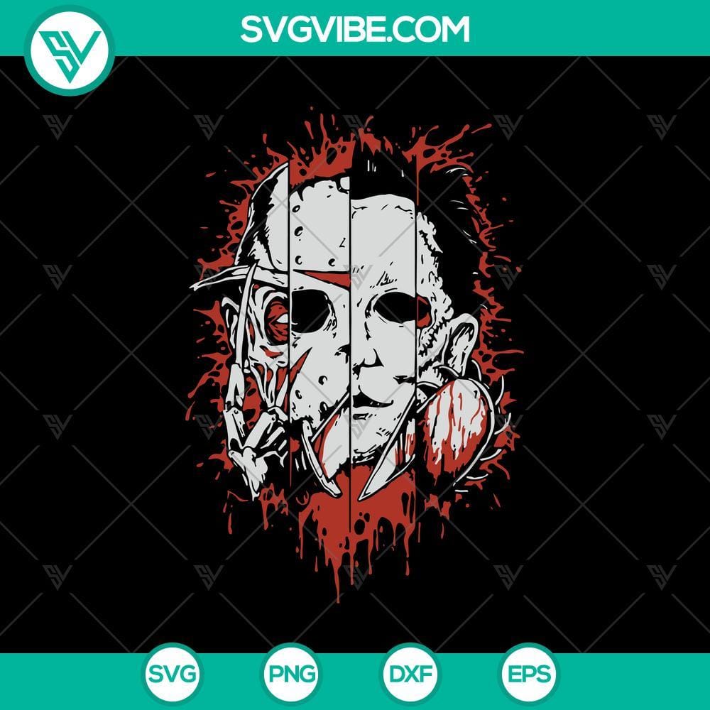 Halloween Horror Movie Killers SVG DXF EPS PNG Cut Files Halloween horror movie killers silhouette designs for SVG, DXF, EPS, PNG cut files. Ideal for Cricut and Silhouette.