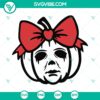 Halloween Michael Myers pumpkin bow SVG, horror scary cut file for Halloween crafting and decor.