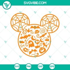 Halloween-themed Mickey and Minnie Mouse SVG with Disney elements, ideal for festive crafts and decor.