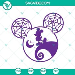 Halloween Mickey and Minnie Mouse design with spider silk hats, Disney Halloween SVG perfect for festive crafting projects.