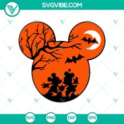 Halloween Mouse Head SVG featuring Mickey and Minnie Mouse for Disney Halloween design.