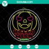 Spooky Halloween neon SVG design featuring scary elements for Oct 31 celebration.