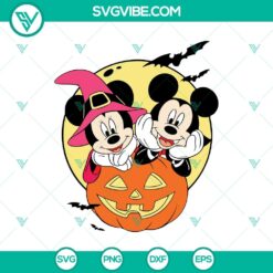Halloween pumpkin mouse SVG featuring Disney's Mickey and Minnie for Halloween designs. Perfect for crafts and decorations.