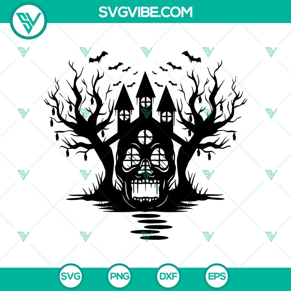 halloween-skull-mansion-svg-halloween-town-svg-happy-halloween-svg.jpg Spooky Halloween town SVG with skull mansion design, perfect for Halloween decorations.