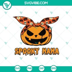 Halloween Spooky Mama Pumpkin Bandana SVG with horror, scary, and Halloween elements.