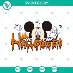 Halloween Spooky Mickey SVG with Happy Halloween design, ideal for spooky holiday projects.