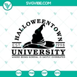 Halloweentown University, Witch Hat, Happy Halloween SVG: Spooky Halloween design with witch hat, perfect for crafts and projects.