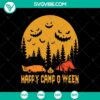 Happy Camp Halloween SVG with spooky Halloween elements for camping enthusiasts. Great for Halloween decorations.