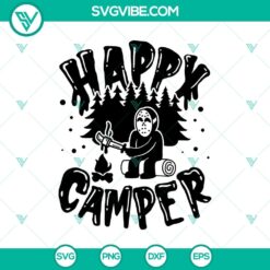 Happy Camper Jason Voorhees SVG design with Horror Character from Friday The 13th. Ideal for Halloween crafting projects.