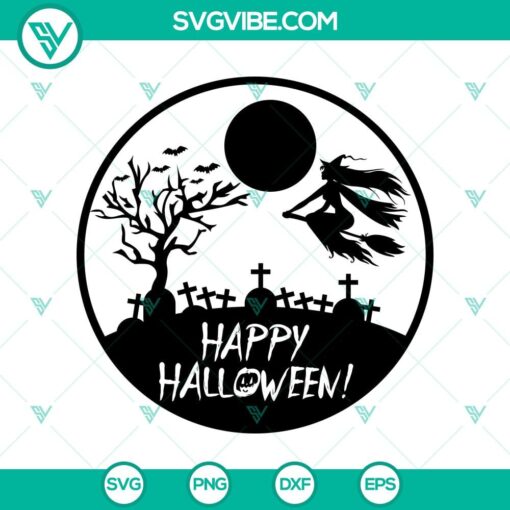 Happy Halloween horror theme SVG design with "Happy Halloween" text in a circle. Perfect for Halloween projects.