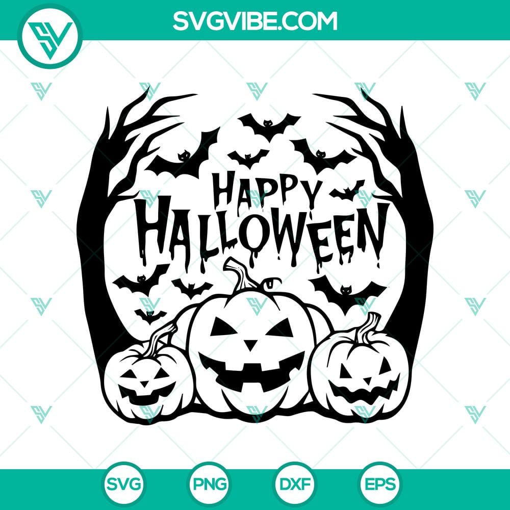happy-halloween-svg-halloween-pumpkin-svg-spooky-season-svg.jpg Happy Halloween SVG with pumpkins, ghost, and spooky elements for Halloween season celebration.