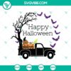 Happy Halloween Truck, Pumpkin, and Spooky Halloween SVG design for crafts and projects.