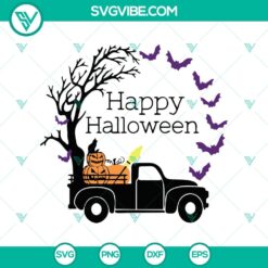 Happy Halloween Truck, Pumpkin, and Spooky Halloween SVG design for crafts and projects.