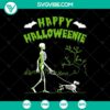 Happy Halloweenie Skeleton Walk The Dog SVG design for Halloween with a playful skeleton and dog, perfect for October 31 crafting projects.