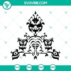 Spooky Haunted Mansion, Halloween, Boo, and Witch themed ornaments SVG design for Halloween decorations.