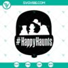 Spooky haunted wagon Halloween SVG design with witch and boo elements for crafts and decorations.