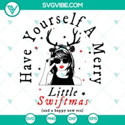 Merry Swiftmas SVG DXF EPS PNG files with festive holiday design elements for digital crafting projects.
