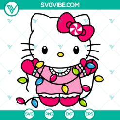 Hello Kitty Christmas Lights SVG with Sanrio characters, Kawaii design. Perfect for holiday crafts and decorations.