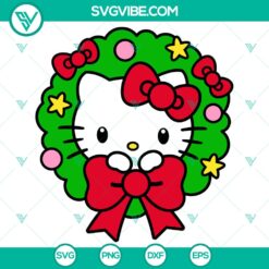 Hello Kitty Christmas Wreath SVG design with Sanrio characters for Kawaii holiday decorations, cute and festive Christmas SVG.