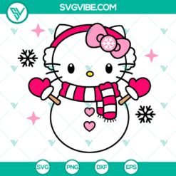 Hello Kitty snowman SVG design for Christmas, featuring Sanrio's cute and kawaii aesthetic. Perfect for holiday crafting projects.