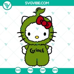 Hello Kitty Grinch SVG featuring Merry Grinchmas and Disney elements for Christmas, digital design for crafters and holiday projects.