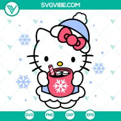 Hello Kitty Hot Cocoa SVG with Christmas and Sanrio elements, adorable Kawaii design perfect for holiday crafting.