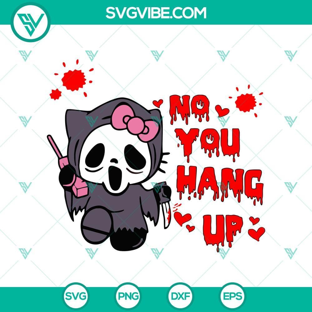 Hello Kitty No You Hang Up SVG DXF EPS PNG Cut Files Hello Kitty Halloween SVG design for Cricut & Silhouette cutting machines. SVG, DXF, EPS, PNG files for crafting projects.