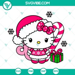 Hello Kitty Pink Santa SVG with Sanrio characters for Christmas, cute Kawaii design perfect for holiday crafts and projects.
