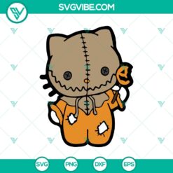Hello Kitty Sam Trick Or Treat SVG, Kitty Horror, Halloween SVG with cute Hello Kitty dressed for Halloween. Great for spooky crafts.