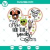 Disney Mickey Halloween themed SVG design featuring Mickey Mouse head and the text "Here For The Snacks", ideal for Halloween candy lovers.