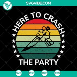 Retro Halloween SVG design with "Here To Crash The Party" and "Retro Killers" text, ideal for festive crafting.