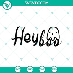 Spooky Halloween SVG design featuring "Hey Boo" text, perfect for Halloween projects.