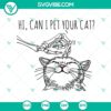 Skeleton hand reaching out to pet a cat in a Halloween themed SVG design. Perfect for spooky crafts and projects.