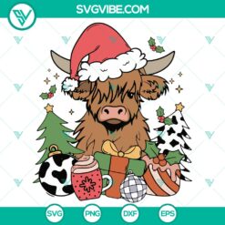 Highland Cow Christmas SVG DXF EPS PNG Files