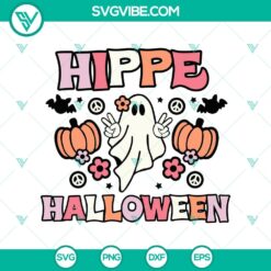 Peace Love Halloween SVG with Cute Ghost design, perfect for a fun and festive hip Halloween project.