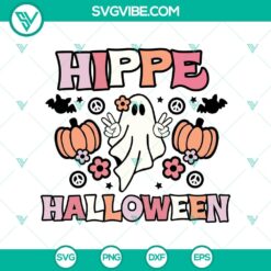 Hippie Halloween SVG featuring a Funny Ghost design for a Groovy Halloween celebration, trendy and unique SVG file for crafts.