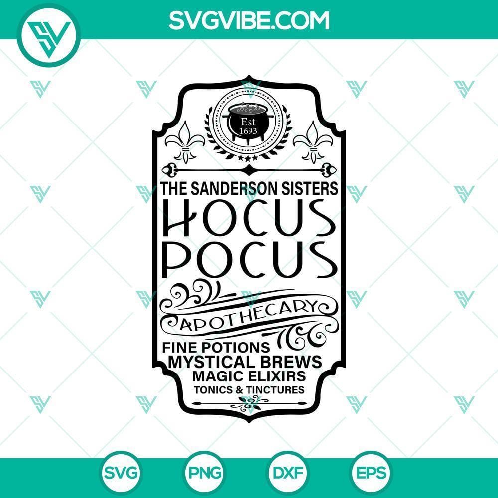 Halloween SVG, Halloween SVG, Hocus Pocus Apothecary SVG, Horror SVG, Scary SVG Spooky Hocus Pocus Apothecary SVG design for Halloween, featuring scary and horror elements. Perfect for spooky-themed crafts.