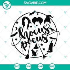 Hocus Pocus SVG featuring Sanderson Sister Witches, perfect for Halloween crafts and projects.