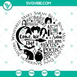 Hocus Pocus Theme SVG featuring Sanderson Sisters in a Funny Halloween design for crafts and decorations.