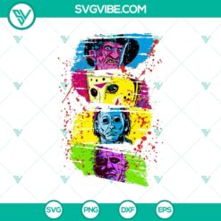 Horror characters face SVG design for Halloween with movie-inspired elements. Perfect for spooky projects.