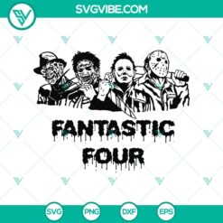 Horror movie characters Fantastic Four SVG with Halloween theme.
