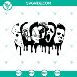 Horror movie characters half face SVG design, perfect for Halloween themes and horror enthusiasts.