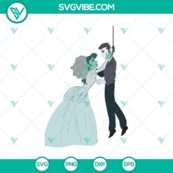 Horror couple silhouette in haunted mansion setting, Halloween-themed SVG design for digital projects.