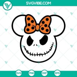 Spooky Horror Minnie Mouse head SVG, Disney Halloween design with Mickey and Minnie characters for crafting and decor.