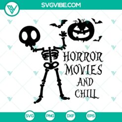 Horror Movies And Chill SVG featuring Halloween, Scary, Horror, and Pumpkin elements for Halloween design projects.