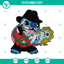Creepy Freddy Krueger design for Halloween, Horror Stitch SVG perfect for spooky crafts and projects.