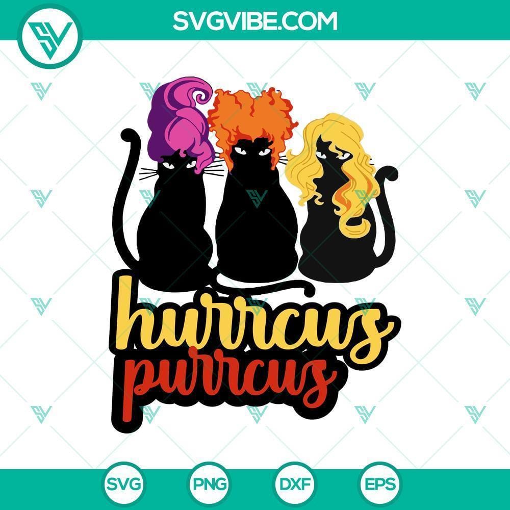 Halloween SVG, Hocus Pocus SVG, Halloween SVG, Hurrcus Purrcus SVG, Scary SVG Spooky Halloween SVG design featuring Hurrcus Purrcus for crafts and decorations.
