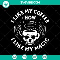 Skull coffee Halloween SVG design, ideal for spooky-themed apparel, decor, or crafts.