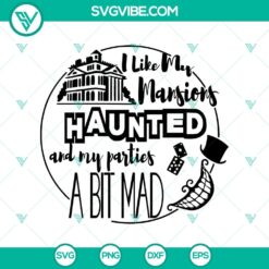 Haunted Mansion and Mad Party themed Halloween SVG design for digital products.